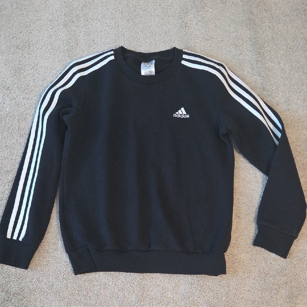 Adidas Crewneck in Black with White Stripes